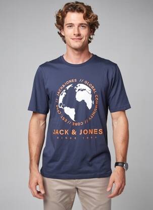 T-marškinys tiesi kirpimas mėlyna JACK & JONES vyras