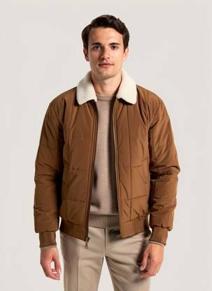 Pūkinė striukė ilgos rankovės be gobtuvų rudas JACK & JONES vyras