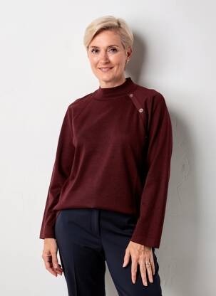 Megztinis tiesi kirpimas ilgos rankovės violetinis SIGNATURE moteris