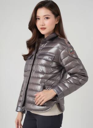 Pūkinė striukė ilgos rankovės be gobtuvų pilka PARAJUMPERS moteris