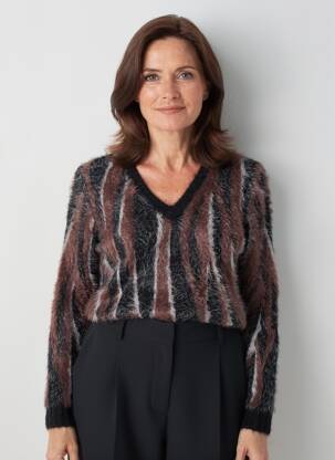 Megztinis col v ilgos rankovės juodas MARBLE moteris