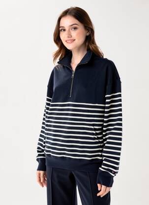 Megztinis apatinė dalis siaura ilgos rankovės mėlyna TOMMY HILFIGER moteris