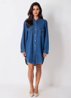 Pusilgių suknelė ilgos rankovės ilgos rankovės mėlyna B.S JEANS moteris