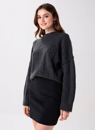 Megztinis tamprumas ilgos rankovės pilka TOPSHOP moteris
