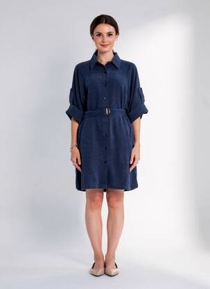 Pusilgių suknelė 3/4 rankovės 3/4 rankovės mėlyna MOLLY BRACKEN moteris