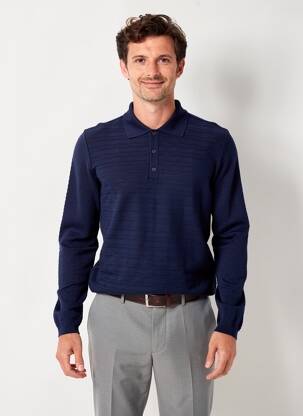 Megztinis polo apykaklė ilgos rankovės mėlyna TRUSSARDI JEANS vyras