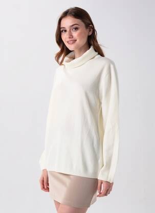 Megztinis centrinė iškirptė ilgos rankovės bežinis CASHMERE FEELING moteris