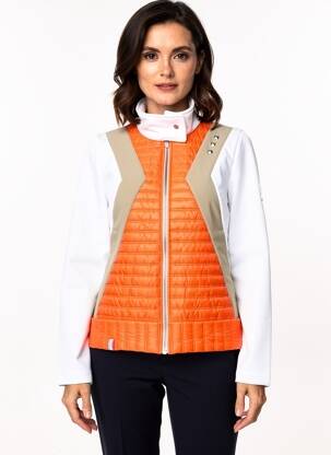 Pūkinė striukė ilgos rankovės be gobtuvų oranžinė SKIDRESS moteris