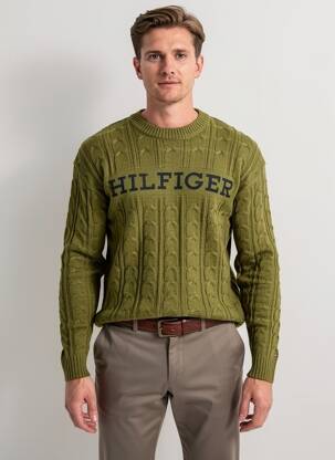Megztinis apvalus kaklas ilgos rankovės žalias TOMMY HILFIGER vyras