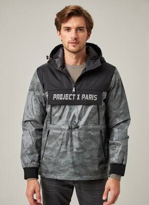 Parka ilgos rankovės su gobtuvu juodas PROJECT X PARIS vyras