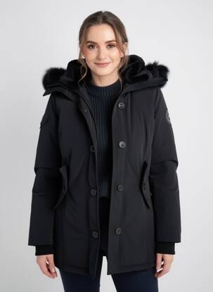Parka ilgos rankovės su gobtuvu juodas HELVETICA moteris