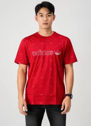 T-marškinys tiesi kirpimas trumpas rankovės raudona ADIDAS vyras