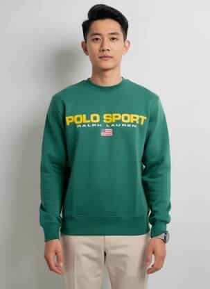 Mikroskopas tamprumas ilgos rankovės žalias RALPH LAUREN vyras