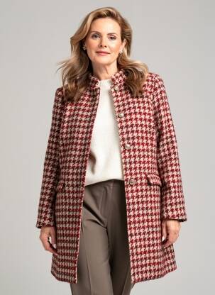 Ilgas paltas tiesi kirpimas be gobtuvų raudona ESTEL COLLECTION moteris