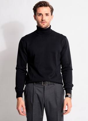 Megztinis su aukštu kaklu ilgos rankovės ilgos rankovės juodas CASUAL FRIDAY vyras