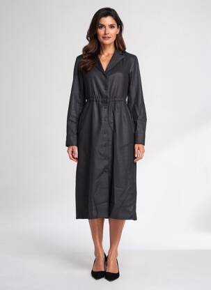 Pusilgių suknelė ilgos rankovės ilgos rankovės juodas DIEGA moteris