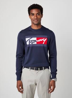 Megztinis lanksti ir pralaidi orui tinklinė medžiaga ilgos rankovės mėlyna TOMMY HILFIGER vyras