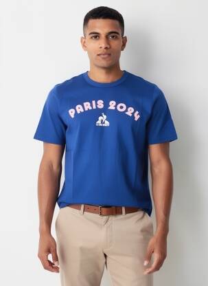 T-marškinys tiesi kirpimas trumpas rankovės mėlyna LE COQ SPORTIF vyras