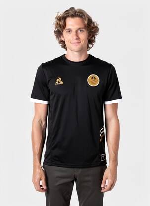 T-marškinys tiesi kirpimas trumpas rankovės juodas LE COQ SPORTIF vyras
