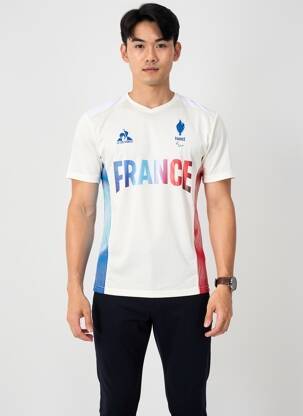 T-marškinys centrinė iškirptė trumpas rankovės baltas LE COQ SPORTIF vyras