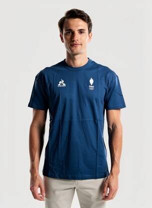 T-marškinys centrinė iškirptė trumpas rankovės mėlyna LE COQ SPORTIF vyras