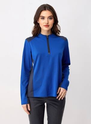 Megztinis centrinė iškirptė ilgos rankovės mėlyna LE COQ SPORTIF moteris