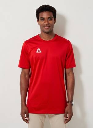 T-marškinys centrinė iškirptė trumpas rankovės raudona LE COQ SPORTIF vyras