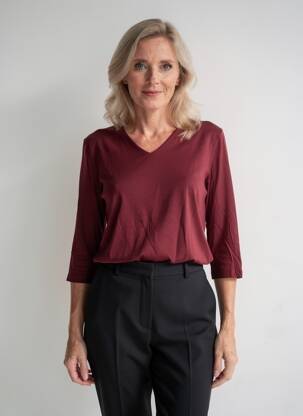 T-marškinys 3/4 rankovės 3/4 rankovės violetinis OLSEN moteris
