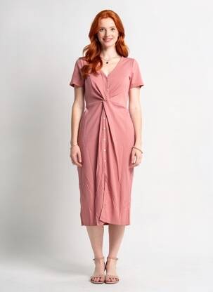 Pusilgių suknelė trumpas rankovės trumpas rankovės rožinė ROSA FASHION moteris