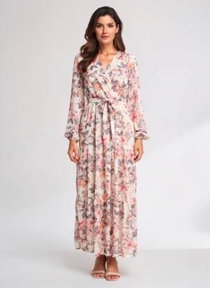 Ilga suknelė ilgos rankovės ilgos rankovės rožinė ROSA FASHION moteris