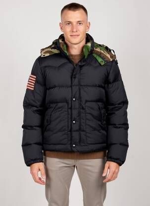 Pūkinė striukė ilgos rankovės su gobtuvu juodas RALPH LAUREN vyras