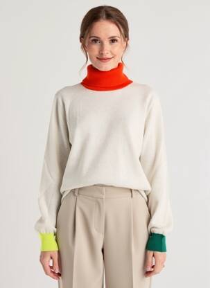 Megztinis su aukštu kaklu centrinė iškirptė ilgos rankovės bežinis ABSOLUT CASHMERE moteris