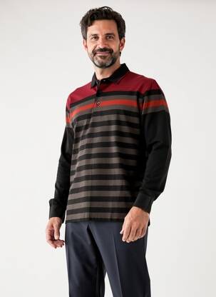 Polo juostelės raštas ilgos rankovės juodas BERAC vyras