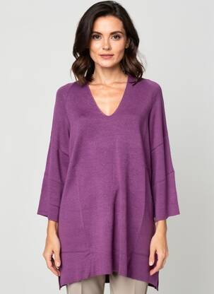 Tunikinis megztinis tamprumas 3/4 rankovės violetinis MASAI moteris