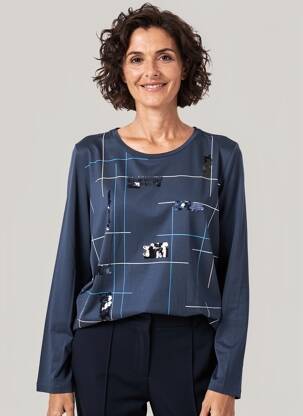 T-marškinys ilgos rankovės ilgos rankovės mėlyna GERRY WEBER moteris