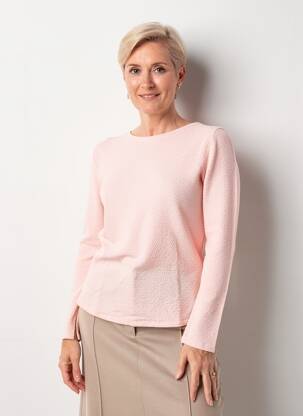 Megztinis tiesi kirpimas ilgos rankovės rožinė BARBARA LEBEK moteris