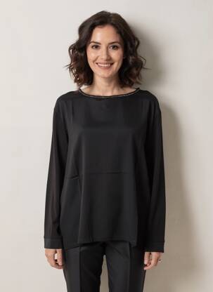 T-marškinys ilgos rankovės ilgos rankovės juodas MARIA BELLENTANI moteris