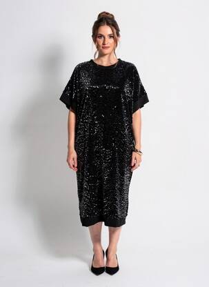 Pusilgių suknelė trumpas rankovės trumpas rankovės juodas NEW COLLECTION moteris