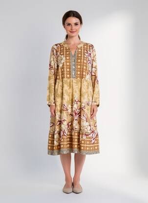 Pusilgių suknelė fantazijos raštas ilgos rankovės bežinis WORLD FASHION moteris