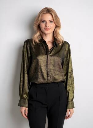 Moteriškas marškinys tiesi kirpimas ilgos rankovės auksas YA YA FASHION moteris