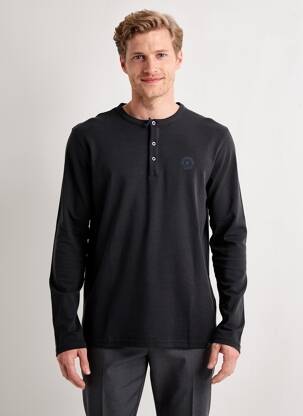 T-marškinys tunizijos apykaklė ilgos rankovės mėlyna FQ1924 vyras