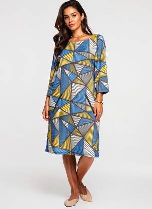 Pusilgių suknelė ilgos rankovės ilgos rankovės mėlyna VEGAS moteris