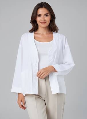 Kasdienis švarkas tiesi kirpimas baltas BLANC BOHEME moteris