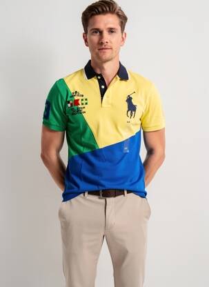 Polo sietspausdinimas trumpas rankovės geltona RALPH LAUREN vyras