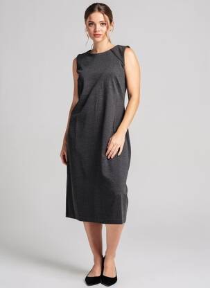 Pusilgių suknelė be rankų be rankų pilka BROOKS BROTHERS moteris