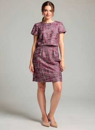 Pusilgių suknelė fantazijos raštas trumpas rankovės violetinis BROOKS BROTHERS moteris