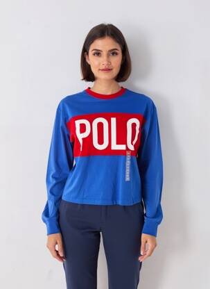 Viršūnė ilgos rankovės ilgos rankovės mėlyna RALPH LAUREN moteris