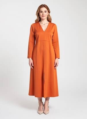Ilga suknelė ilgos rankovės ilgos rankovės oranžinė GUITARE moteris