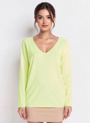 Megztinis tiesi kirpimas ilgos rankovės geltona NEW COLLECTION moteris