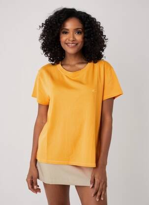 T-marškinys tiesi kirpimas trumpas rankovės oranžinė LIV BERGEN moteris